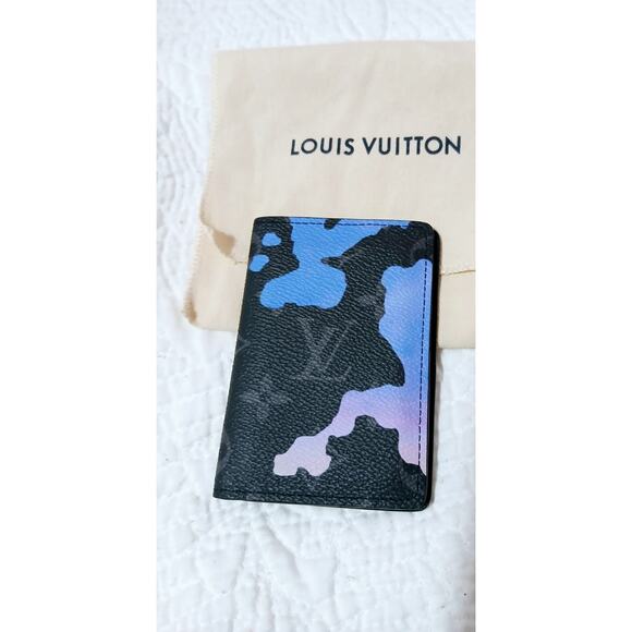 RARE Louis Vuitton Pocket Organizer Wallet Mens Sunrise Monogram Eclipse - Picture 13 of 16